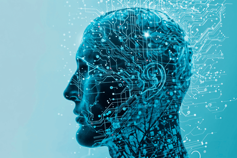 Futuristic AI head with circuit patterns representing a powerful alternative to ElevenLabs free for voice cloning and content creation.